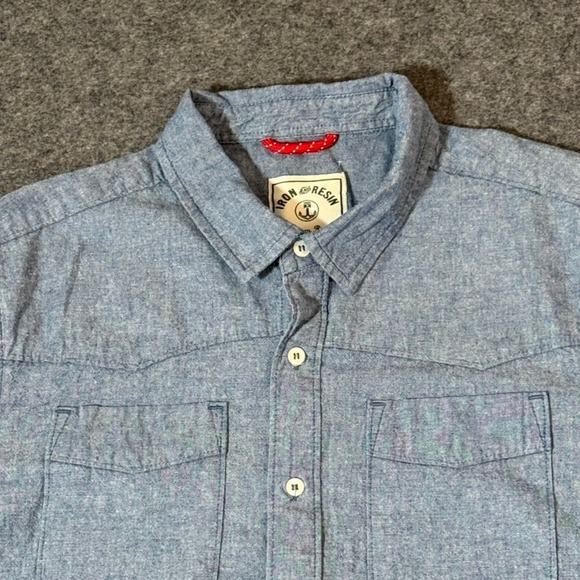 Iron and Resin Other - Iron and Resin Mens Large Blue Chambray Western Button Down Shirt Long Sleeve